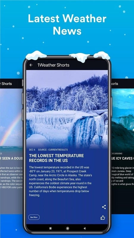 alt: Giao diện 1Weather: Forecast & Radar MOD APK trên hệ điều hành Android