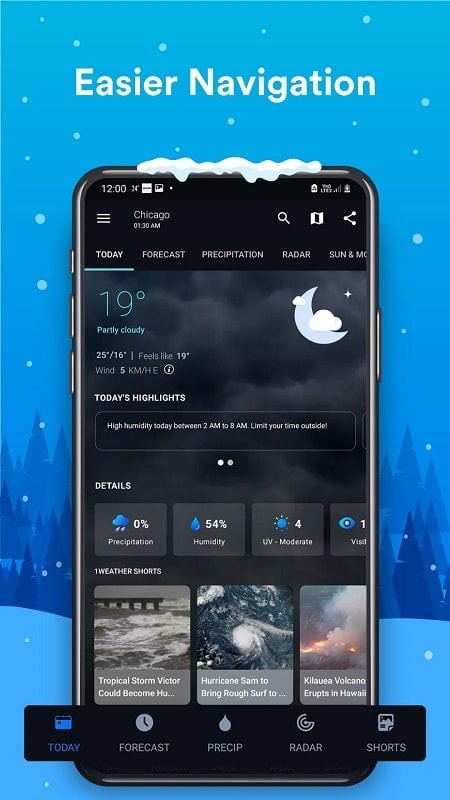 alt: Hình ảnh ứng dụng 1Weather: Forecast & Radar MOD APK trên điện thoại