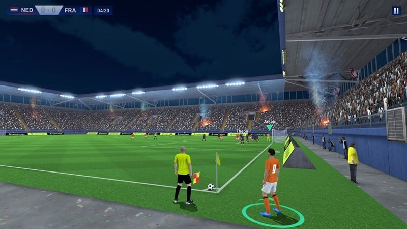 alt text: Cảnh luyện tập trong Football League 2025 MOD APK, cầu thủ đang thực hiện các bài tập.