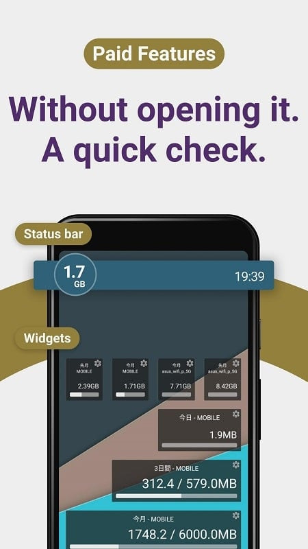 alt text: Giao diện Data Usage Monitor MOD APK ở chế độ tối (Dark Mode)