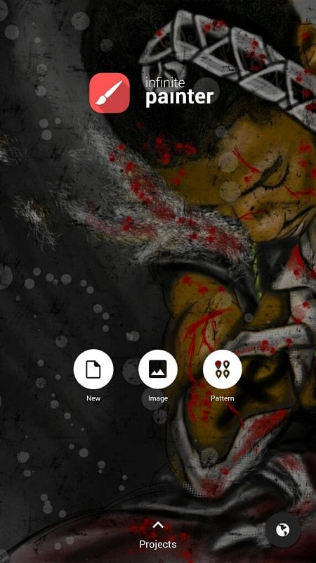 alt text: Giao diện Infinite Painter hiển thị các tùy chọn cọ vẽ và công cụ