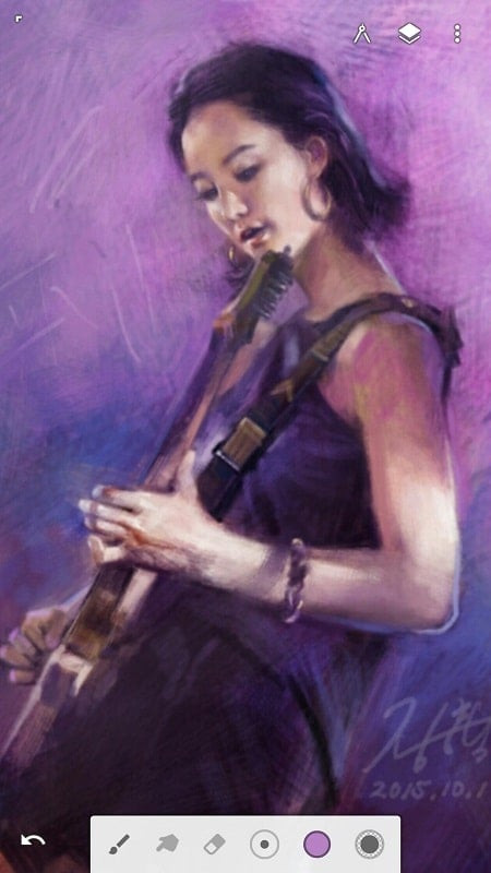 alt text: Giao diện vẽ tranh của Infinite Painter với các công cụ chỉnh sửa