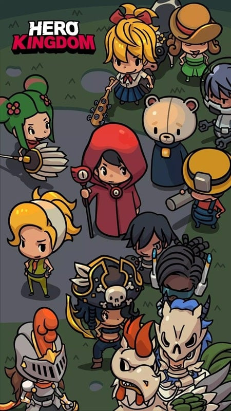 alt text: Hình ảnh đội hình anh hùng trong Hero Kingdom mod apk