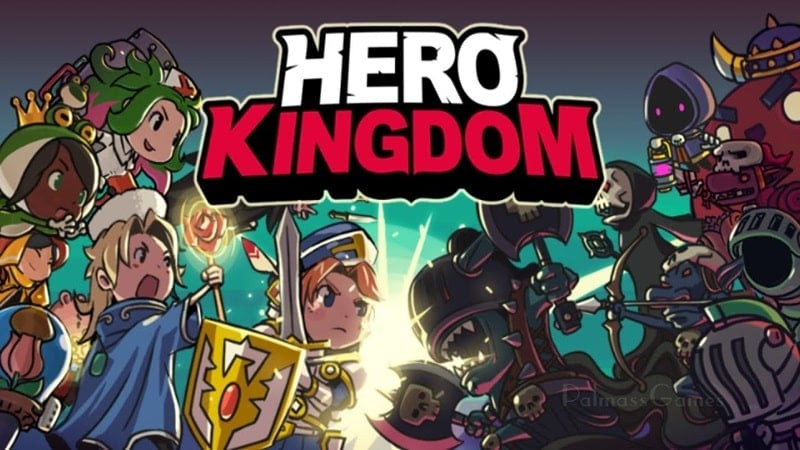 alt text: Hình ảnh game Hero Kingdom với giao diện chính và các anh hùng
