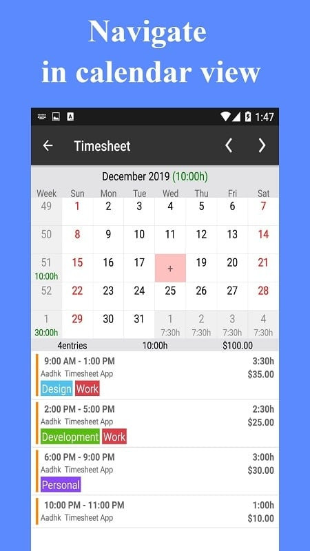 alt: Timesheet - Work Hours Tracker MOD APK tính lương
